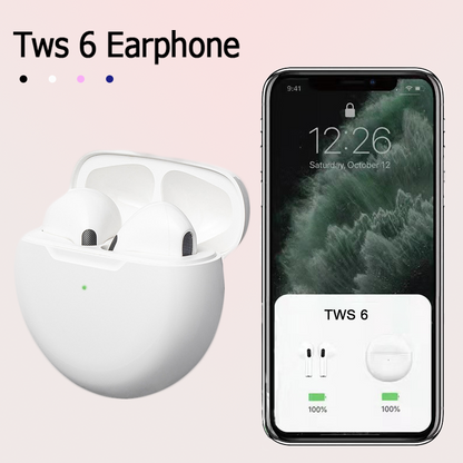 Wireless Bluetooth Headset Original Earbuds Tws 6, Mini 5.3 Headphone Earphone with Mic, Charging Box for Samsung iPhone