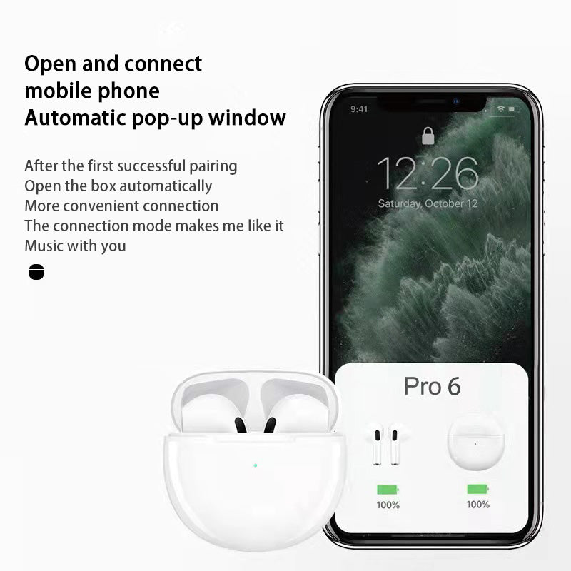 Wireless Bluetooth Headset Original Earbuds Tws 6, Mini 5.3 Headphone Earphone with Mic, Charging Box for Samsung iPhone