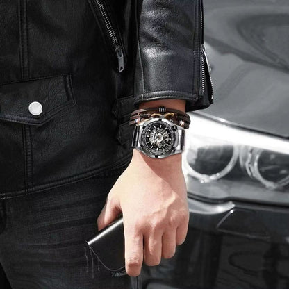 Forsining Luxury Skeleton Watch  Stainless Steel Mechanical Mens Wristwatch With Waterproof Sport D 2