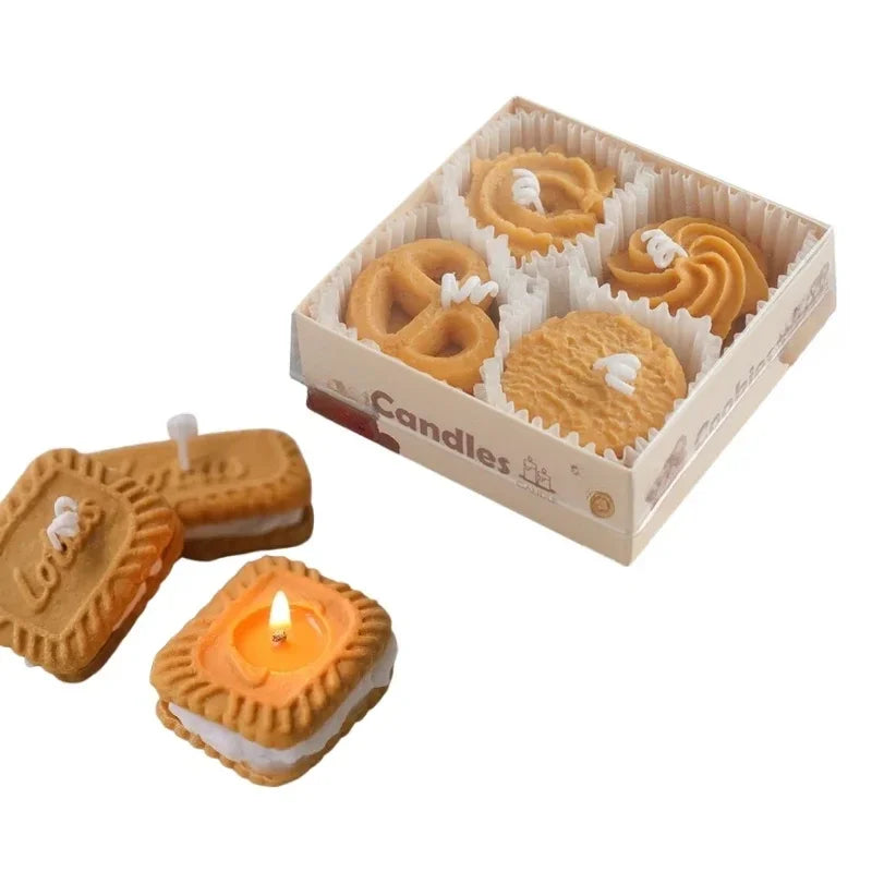 Biscuit Shaped Scented Candle, Aromatic Cookies Candle for Stress Relief, Decorative Table Prop, Perfect Birthday Gift