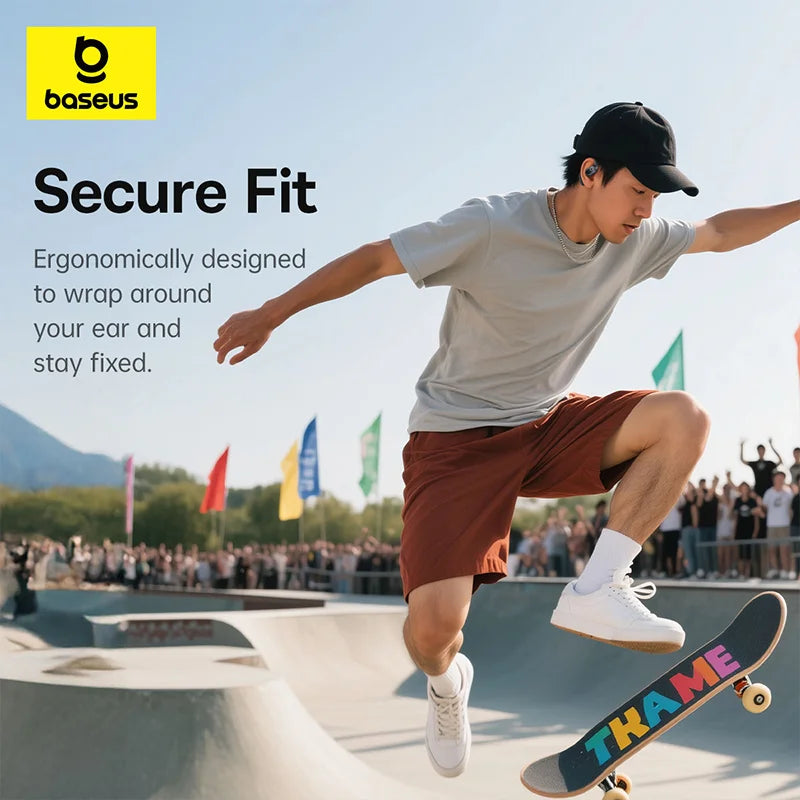 True Wireless Bluetooth 6.0 Ear Hooks Headphones, Baseus Eli 2i Fit Open-Ear Earphones, IPX5 Waterproof Sports Earbuds
