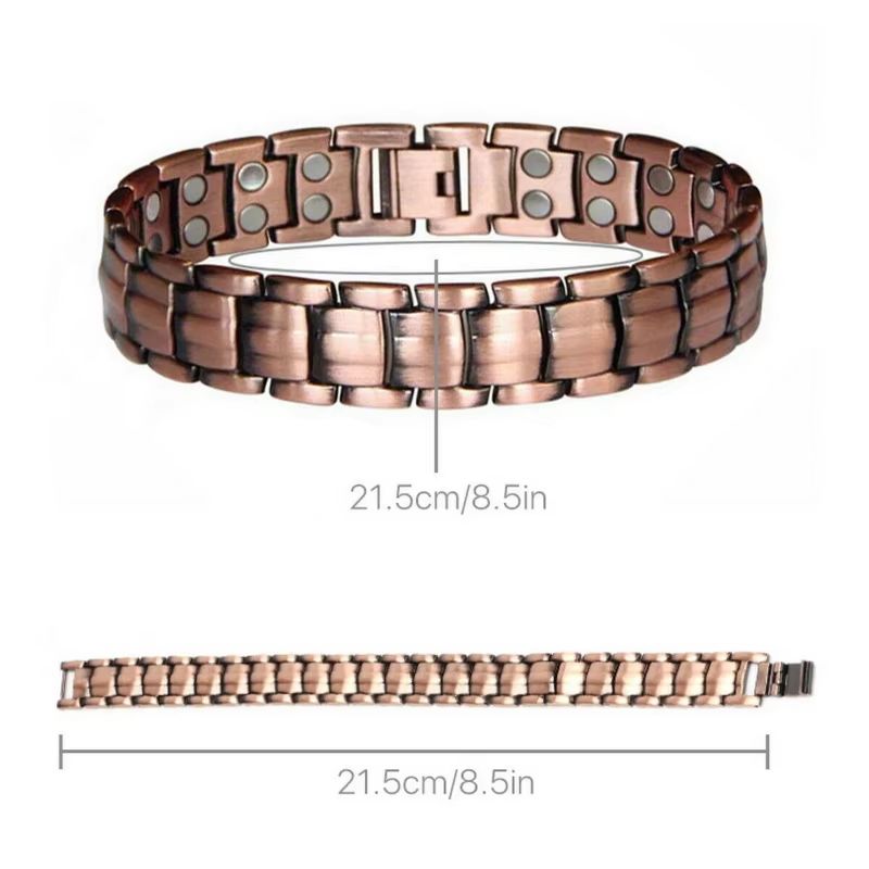 Vintage Copper Magnetic Bracelet For Men  Pain Relief Therapy Link Chain With Double Row Magnets 5