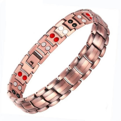Vintage Copper Magnetic Bracelet For Men  Pain Relief Therapy Link Chain With Double Row Magnets 7