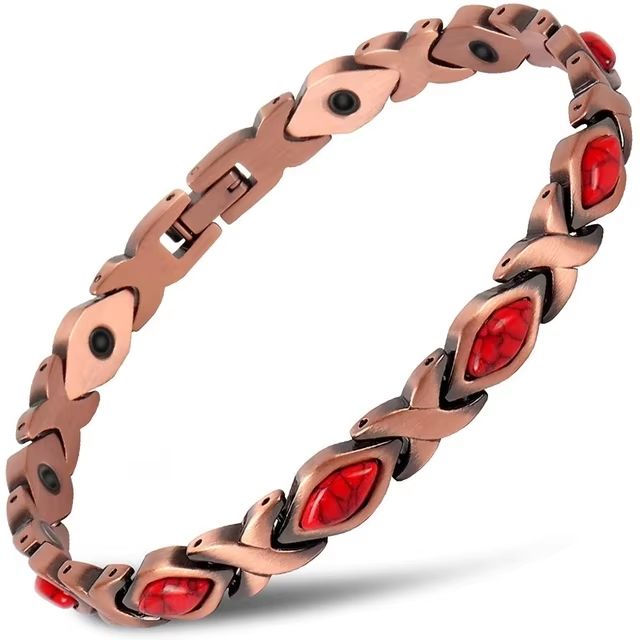 Vintage Copper Magnetic Bracelet For Men  Pain Relief Therapy Link Chain With Double Row Magnets 11