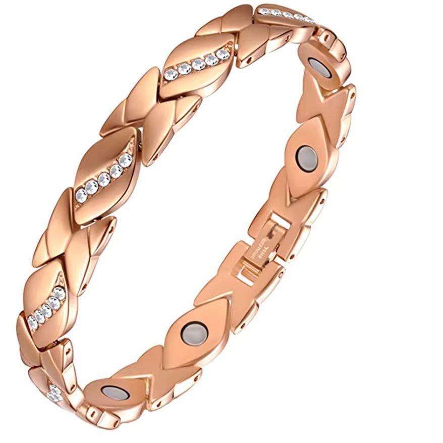 Vintage Copper Magnetic Bracelet For Men  Pain Relief Therapy Link Chain With Double Row Magnets 12