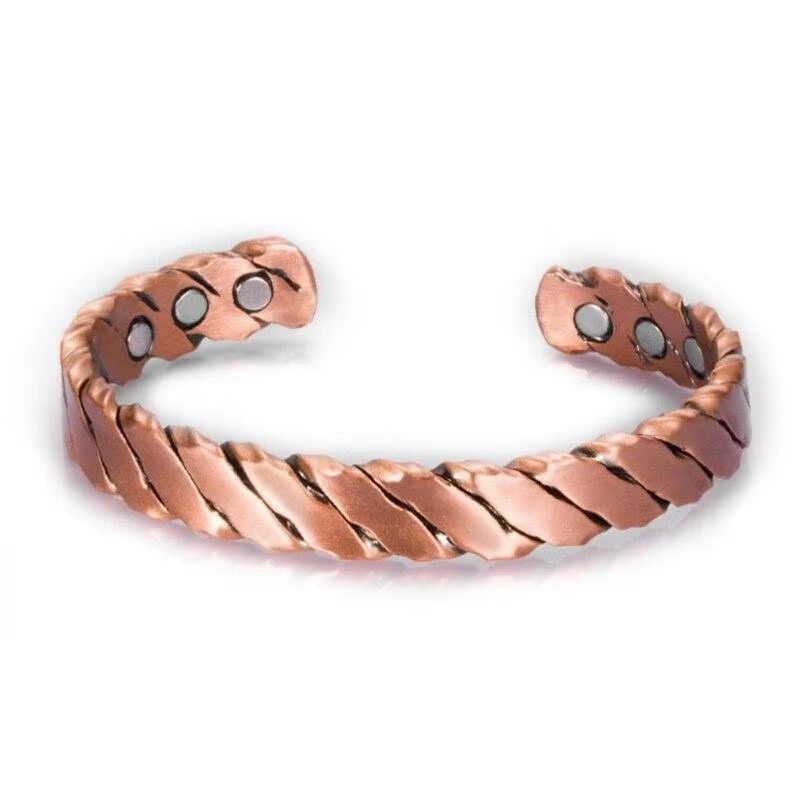 Vintage Copper Magnetic Bracelet For Men  Pain Relief Therapy Link Chain With Double Row Magnets 14