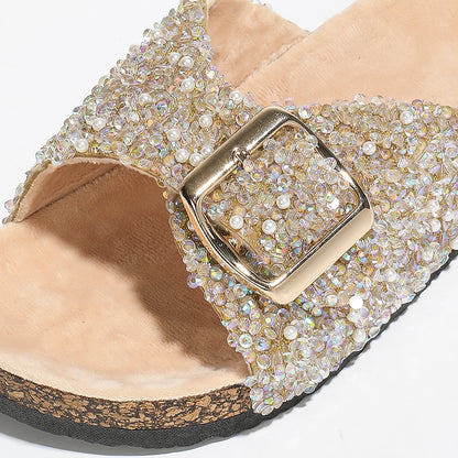 Fashion Summer Beach Sandals Outdoor Womens Slippers With DiamondStudded Metal Buckle Casual Versat 1