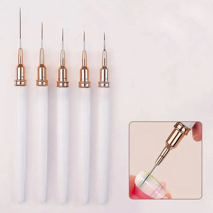 Ultra Thin Pink Nail Art Liner Brushes Set 5 Pcs 9