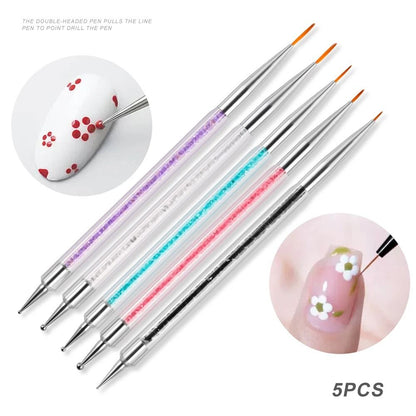 Ultra Thin Pink Nail Art Liner Brushes Set 5 Pcs 11