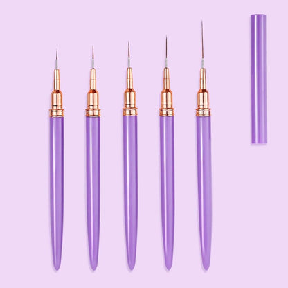Ultra Thin Pink Nail Art Liner Brushes Set 5 Pcs 14