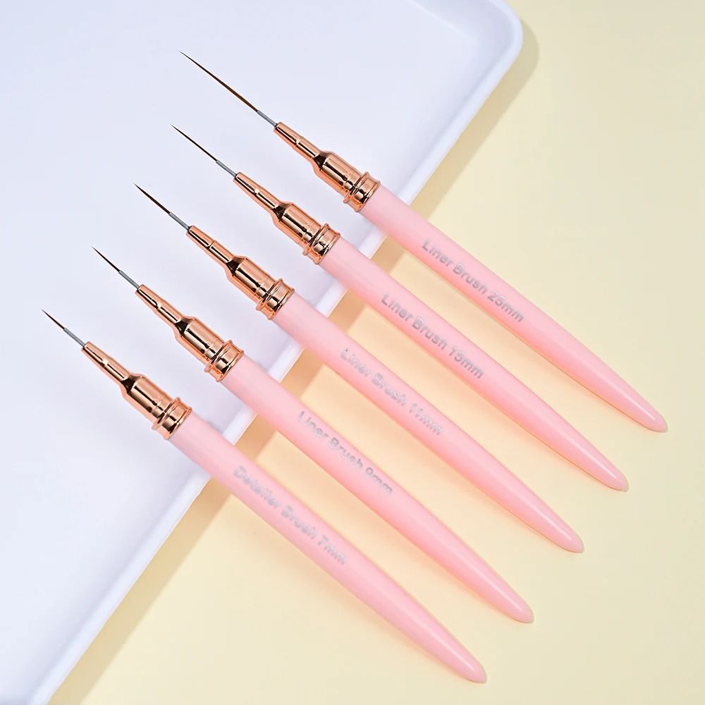 Ultra Thin Pink Nail Art Liner Brushes Set 5 Pcs 15
