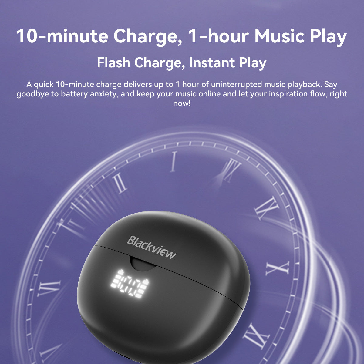 Bluetooth 5.4 Sports Earphones with Mic, Blackview AirBuds 13 OWS Ear Clip Headset, LED Display IPX7 Waterproof