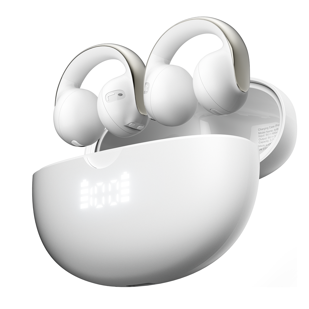 Bluetooth 5.4 Sports Earphones with Mic, Blackview AirBuds 13 OWS Ear Clip Headset, LED Display IPX7 Waterproof