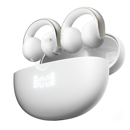 Bluetooth 5.4 Sports Earphones with Mic, Blackview AirBuds 13 OWS Ear Clip Headset, LED Display IPX7 Waterproof