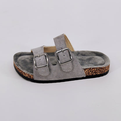 Summer Trendy Buckle Flat Cork Slippers, Fashion Holiday Sandals for Men & Women, Outdoor Casual Beach Buckle Footwear