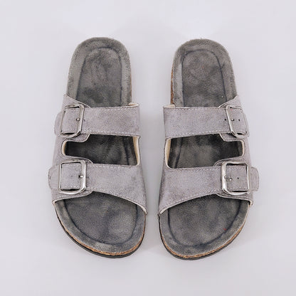 Summer Trendy Buckle Flat Cork Slippers, Fashion Holiday Sandals for Men & Women, Outdoor Casual Beach Buckle Footwear