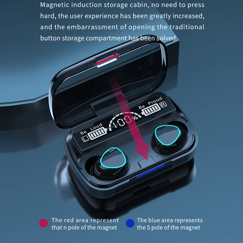 LED Display Headphones TWS M10 Sport Earphones With Charge Box Phone Noise Cancelling Mic Earbuds 1