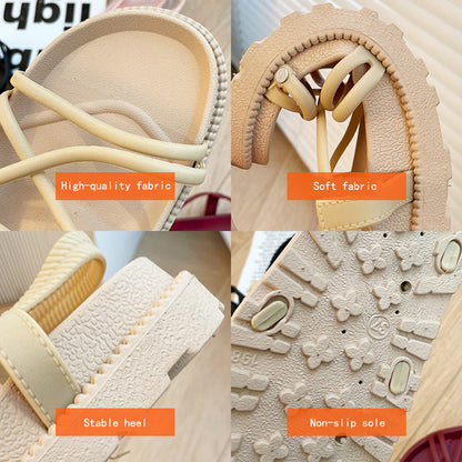 Womens Sandals Summer Outerwear PVC Flat Beach Shoes Casual Female Student Korean Style Roman Sanda 4