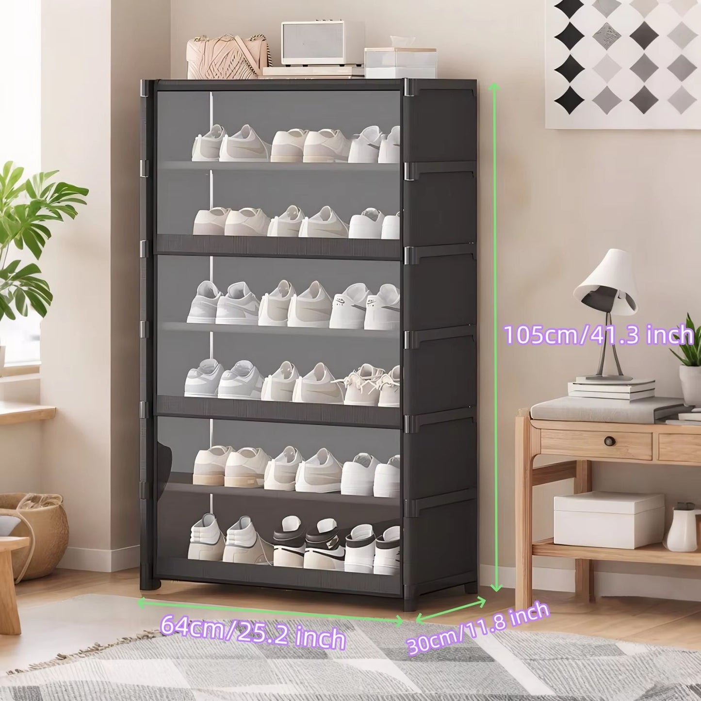 MultiLayer Shoe Storage Cabinet  Dustproof Shoe Rack Organizer With Clear Lid  SpaceSaving Design 9