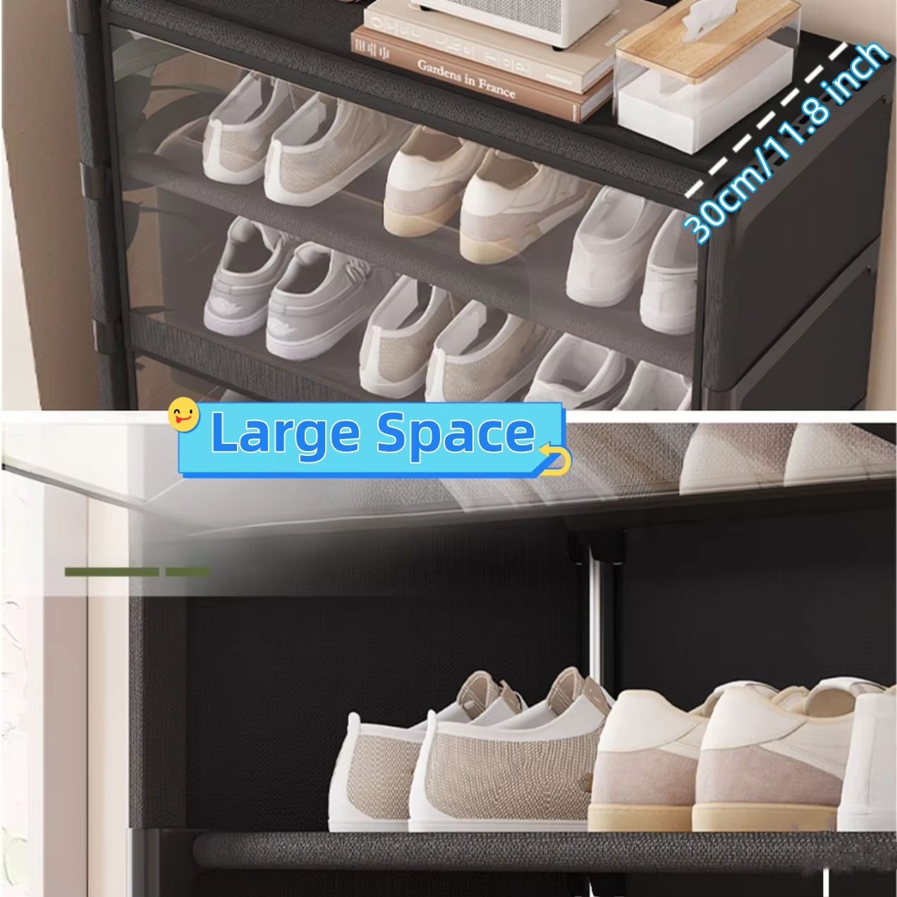 MultiLayer Shoe Storage Cabinet  Dustproof Shoe Rack Organizer With Clear Lid  SpaceSaving Design 4