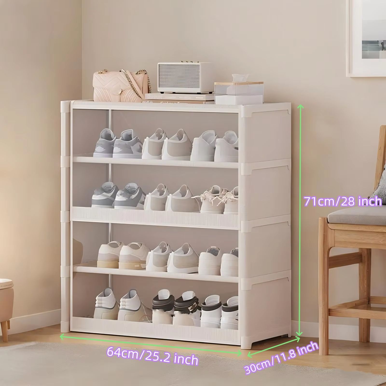 MultiLayer Shoe Storage Cabinet  Dustproof Shoe Rack Organizer With Clear Lid  SpaceSaving Design 8
