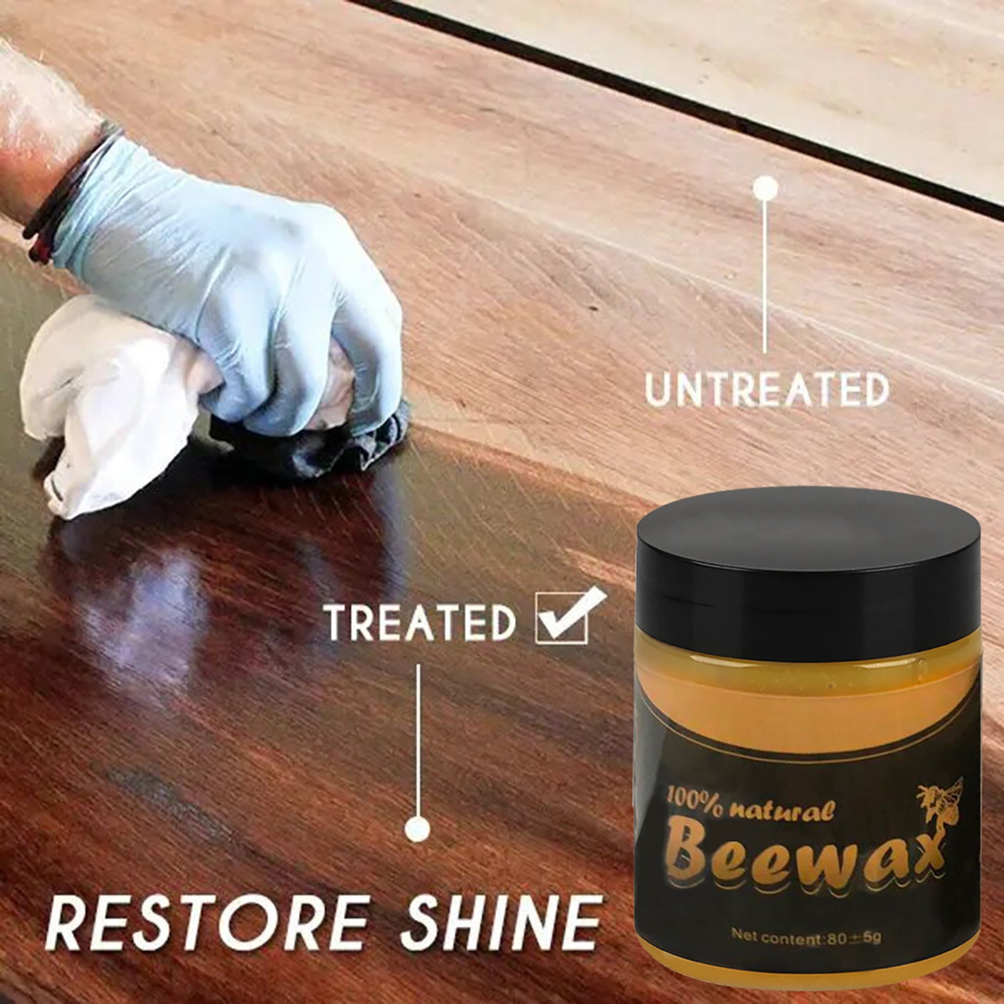 Organic Wood Seasoning Beewax, Natural Furniture Care Maintenance, Pure Wood Cleaning Polished Complete Solution