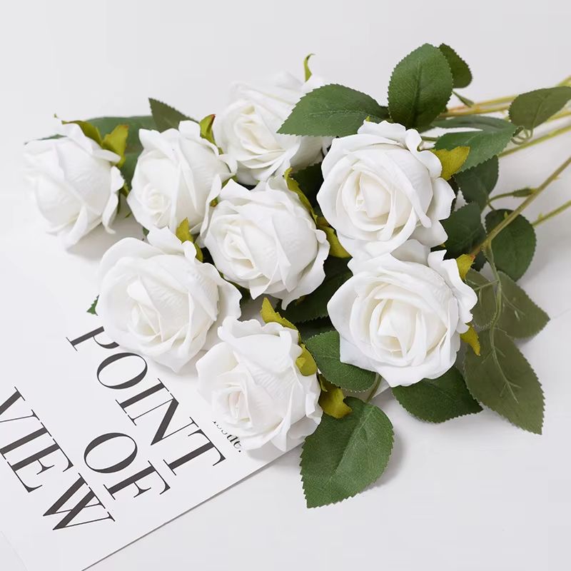Artificial Rose Flower Branch  Realistic Red Roses For Wedding Party  Home Decoration 351020 Pcs 9