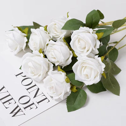 Artificial Rose Flower Branch  Realistic Red Roses For Wedding Party  Home Decoration 351020 Pcs 9