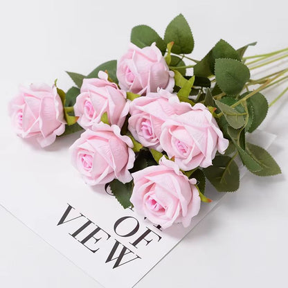 Artificial Rose Flower Branch  Realistic Red Roses For Wedding Party  Home Decoration 351020 Pcs 10