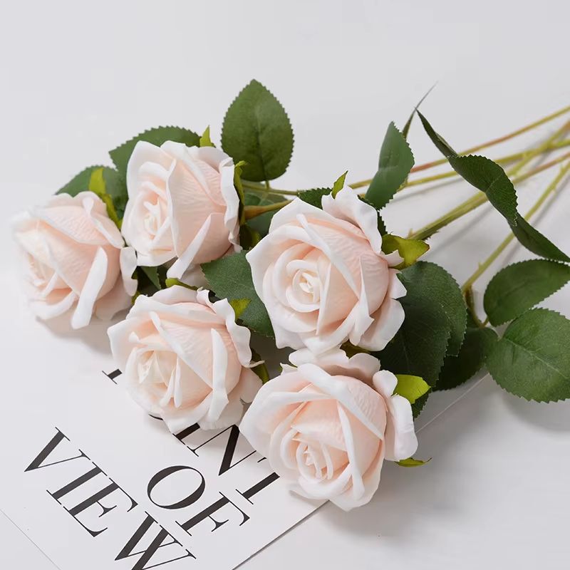Artificial Rose Flower Branch  Realistic Red Roses For Wedding Party  Home Decoration 351020 Pcs 11
