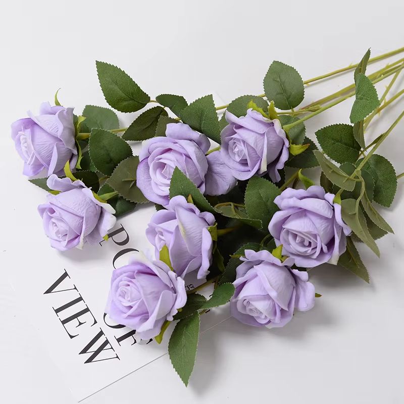 Artificial Rose Flower Branch  Realistic Red Roses For Wedding Party  Home Decoration 351020 Pcs 12