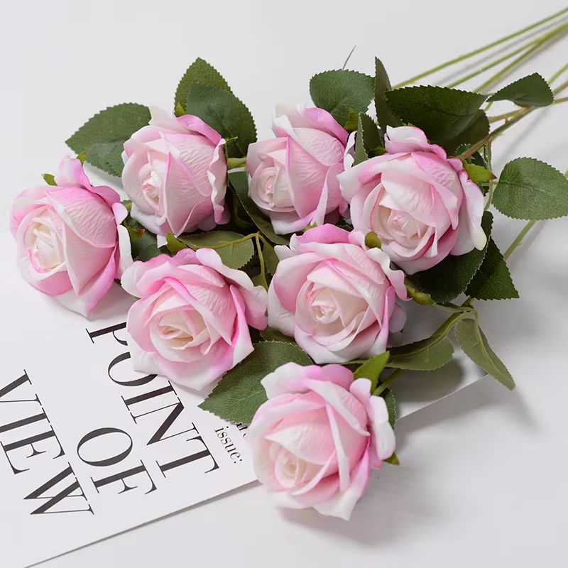 Artificial Rose Flower Branch  Realistic Red Roses For Wedding Party  Home Decoration 351020 Pcs 6