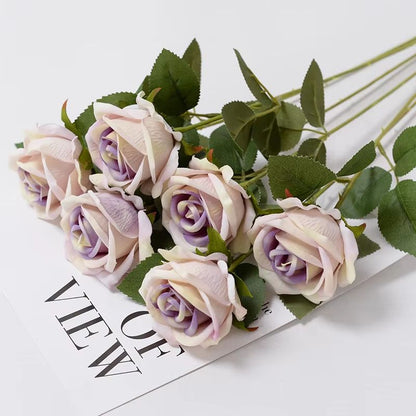 Artificial Rose Flower Branch  Realistic Red Roses For Wedding Party  Home Decoration 351020 Pcs 14