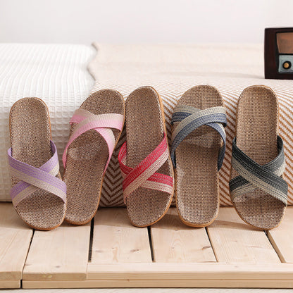 Mens Summer Linen Slides Flax Slippers NonSlip Casual Home Flip Flops Indoor Male Sandals MultiStyl 5