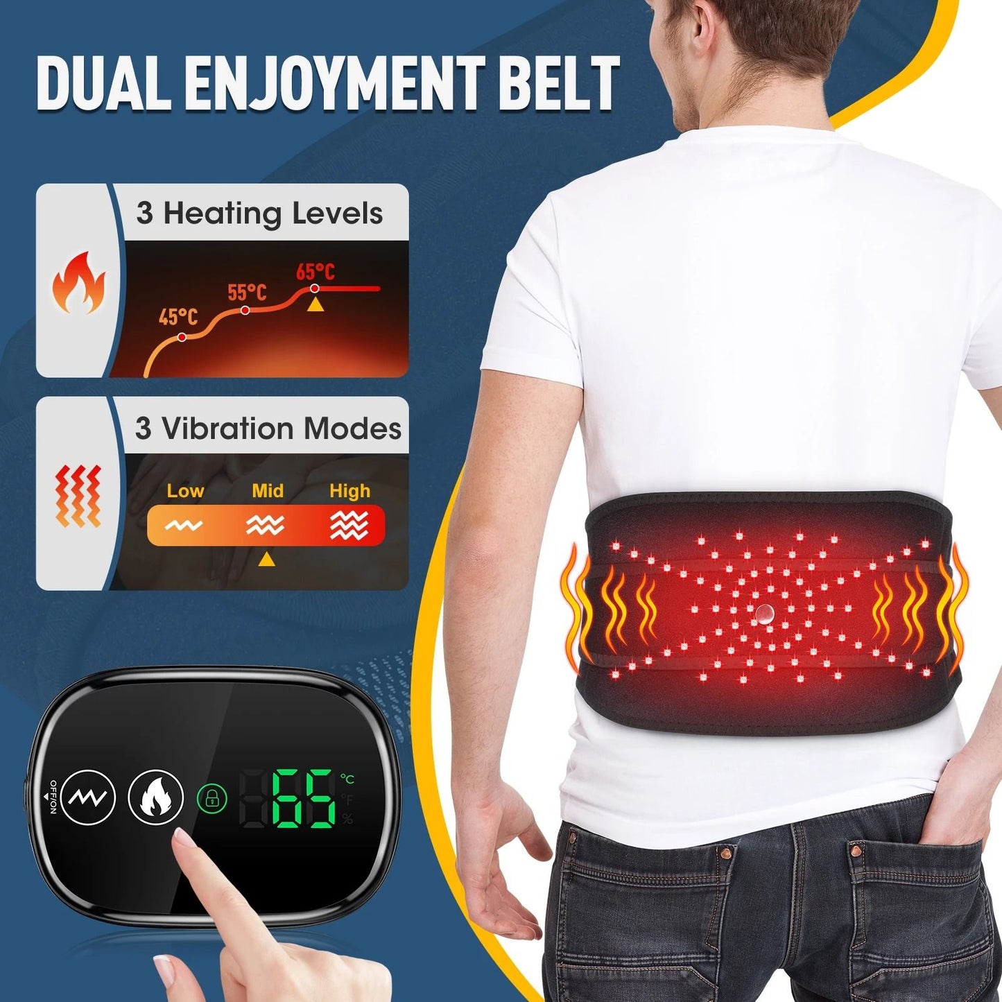 Cordless Heated Massage Pad Red Light Waist Belt 1