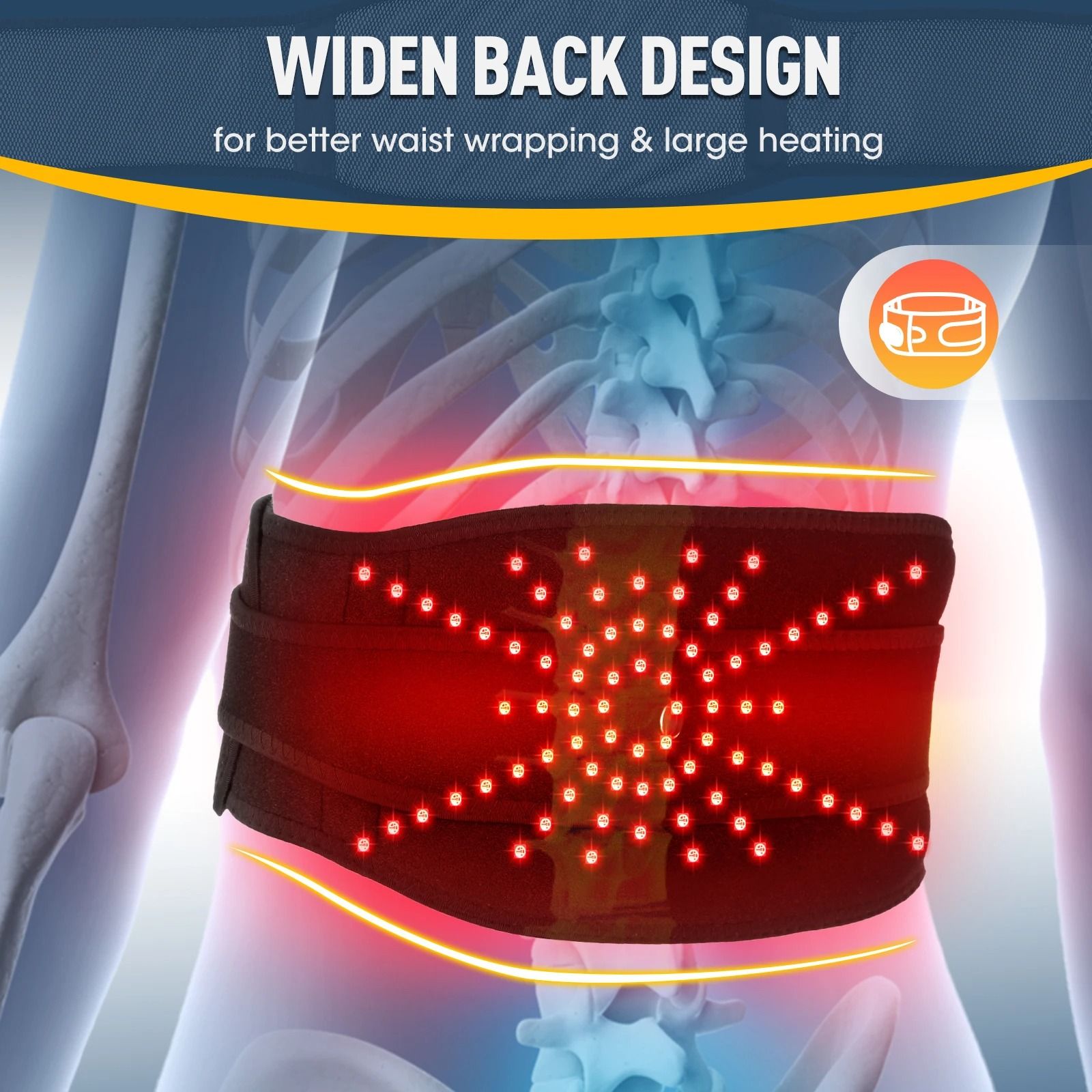 Cordless Heated Massage Pad Red Light Waist Belt 3