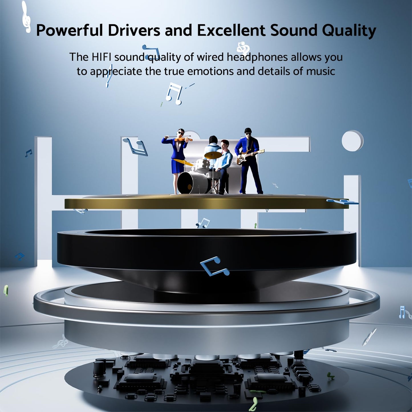 Wired Earplugs for Galaxy, HiFi Surround Sound In-ear, USB Type C 3.5mm Wire Control