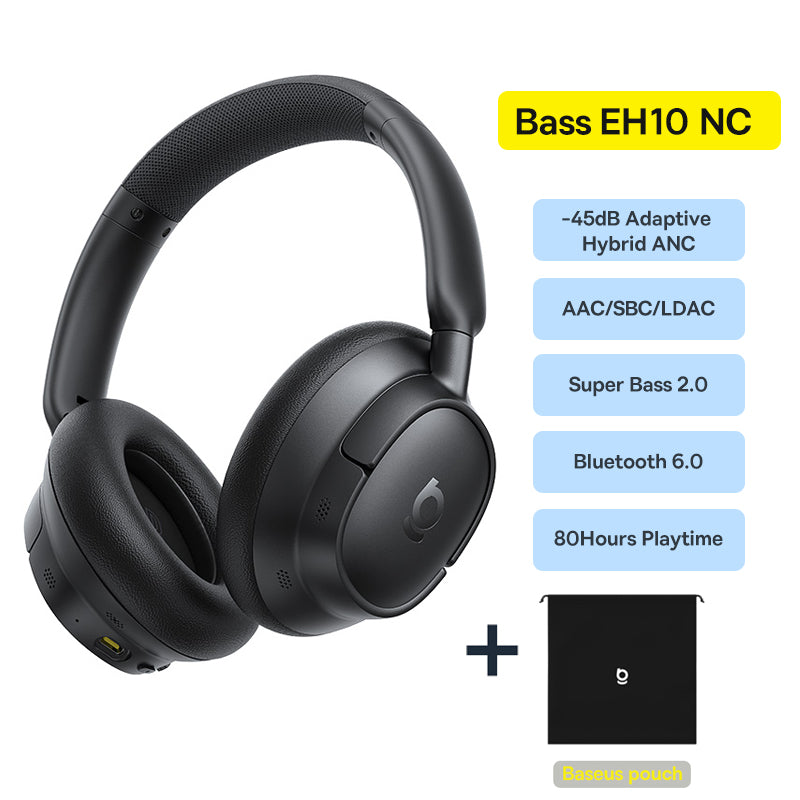 Bluetooth 5.4 Noise Canceling 46dB Over Ear Headset, Baseus Bowie H1s Wireless Headphones, 120H Playtime