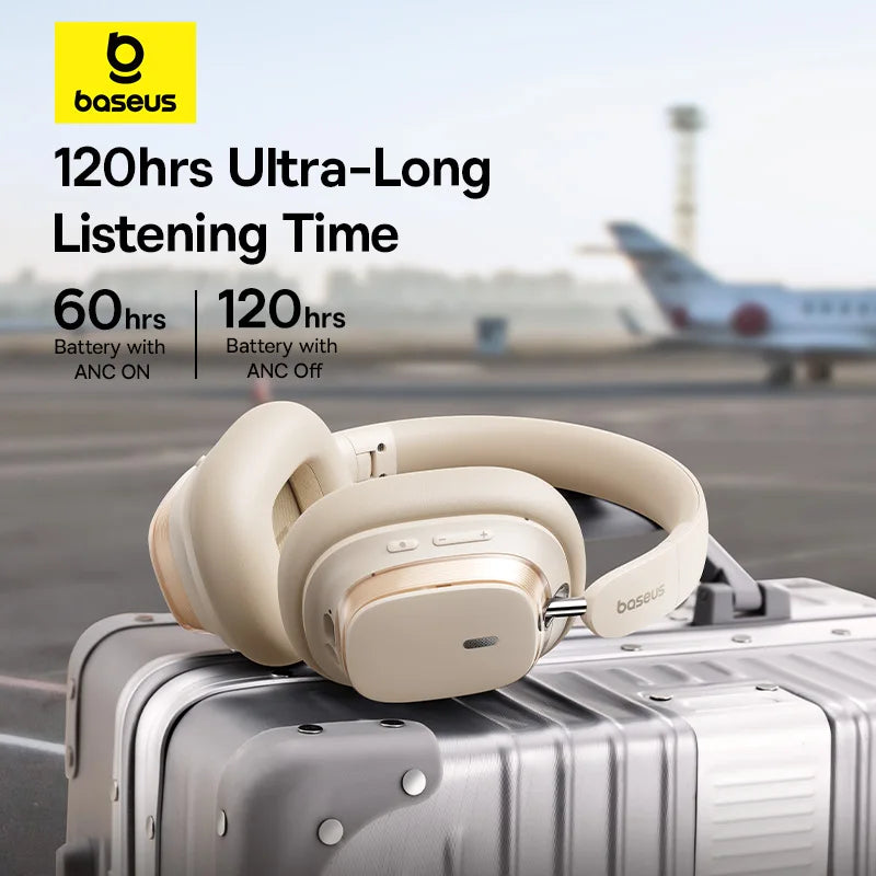 Bluetooth 5.4 Noise Canceling 46dB Over Ear Headset, Baseus Bowie H1s Wireless Headphones, 120H Playtime