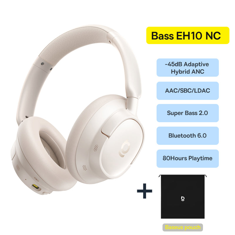 Bluetooth 5.4 Noise Canceling 46dB Over Ear Headset, Baseus Bowie H1s Wireless Headphones, 120H Playtime
