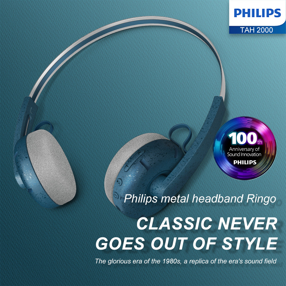 Retro Style Wireless Bluetooth, Smart Noise Cancelling Headphones for Calls