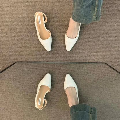 Womens Summer PU Leather Sandals Brand Luxury Designer Fashion Low Heel Pointed Toe NonSlip Ladies  3
