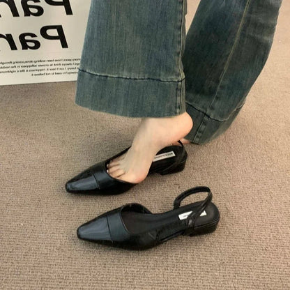 Womens Summer PU Leather Sandals Brand Luxury Designer Fashion Low Heel Pointed Toe NonSlip Ladies  6