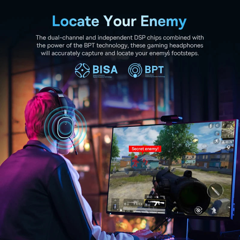 Over Ear Headphones Bluetooth 5.3, Baseus GH02 Gaming Wireless Headphone with Mic, 2.4G Wireless Cable RGB Headsets