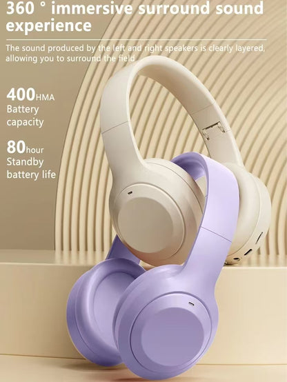 Over Ear HIFI Stereo Headsets, Wireless Bluetooth 5.3 Headphones, True Sport Gamer Earphone, TF AUX Music Player with HD