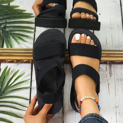 Summer Womens Light Weight Wedge Sandals Open Toe Platform Thick Soled Slingback Shoes With Back St 1