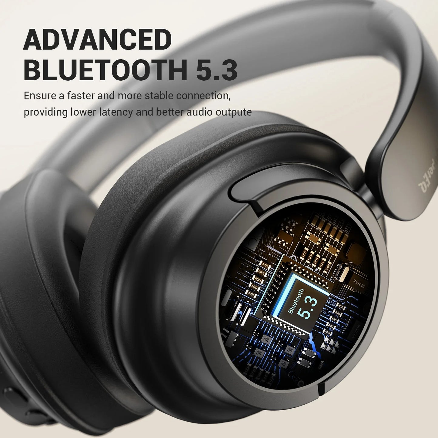 Bluetooth 5.3 Over Ear Headset With Mic, Oneodio SuperEQ V16 Wireless Headphones, Foldable Hi-Res Bass Pop Mode