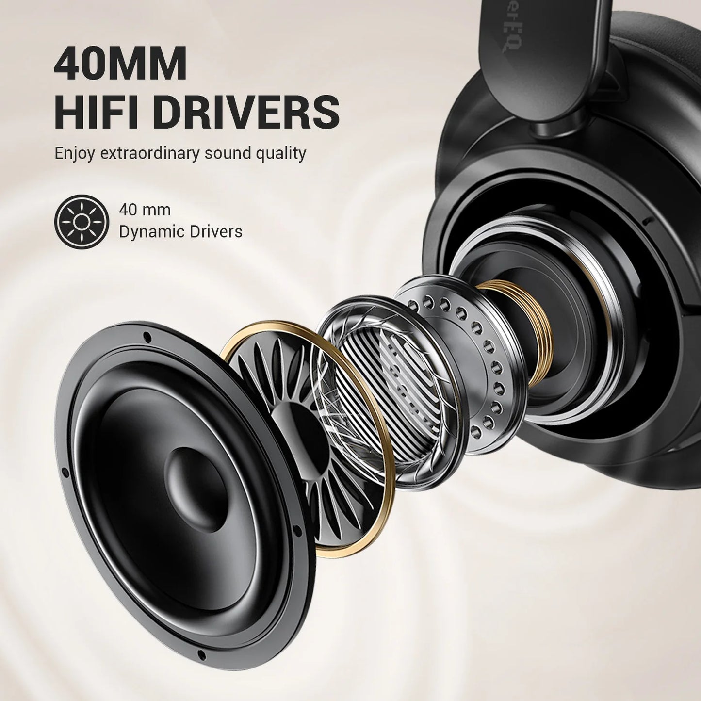 Bluetooth 5.3 Over Ear Headset With Mic, Oneodio SuperEQ V16 Wireless Headphones, Foldable Hi-Res Bass Pop Mode
