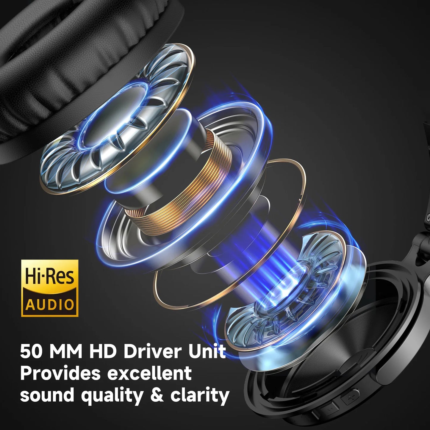 Hi-Res Over Ear Bluetooth 5.2 Headphones, Oneodio Pro-C Wireless With Mic, Headset For Phone PC Sports