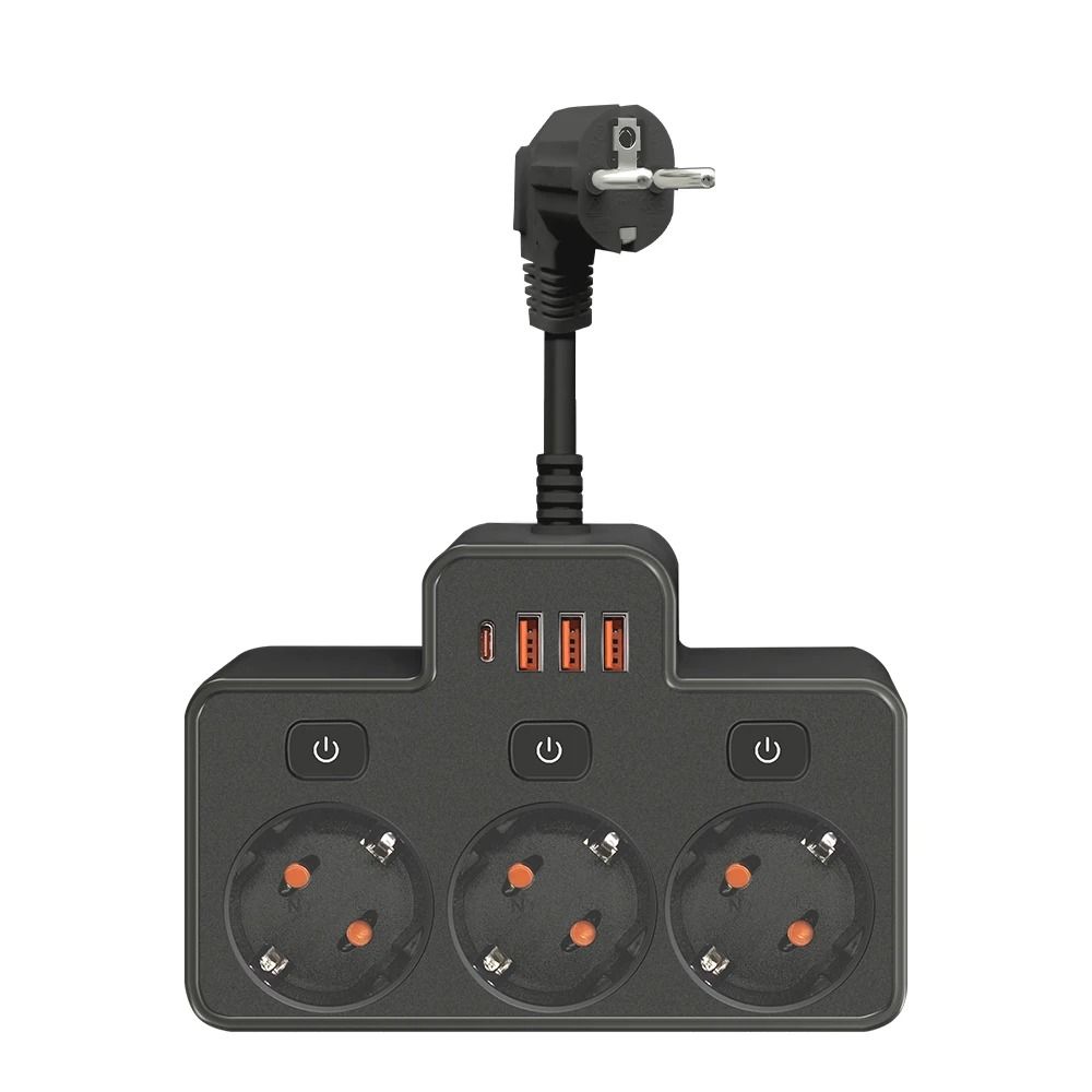 Wall Mounted EU Power Strip With Independent Switch  USB Charging 6